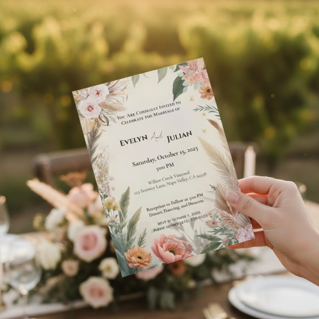 Invitación a Boho Pampas a una boda de hierba con  (Subido por el creador)