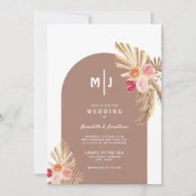 Invitación a Boho Pampas de Boda de Arco Floral de