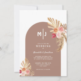 Invitación a Boho Pampas de Boda de Arco Floral de