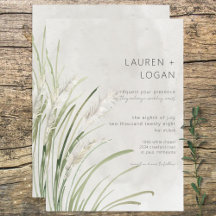Invitación a Boho Pampas Grass Minimal Modern Wedn