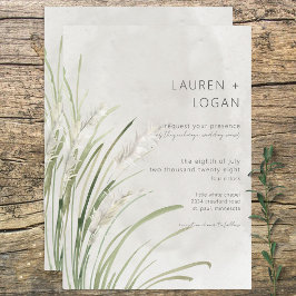 Invitación a Boho Pampas Grass Minimal Modern Wedn