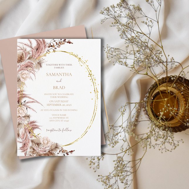 Invitación a Boho Pampas para una boda de hierba (Subido por el creador)