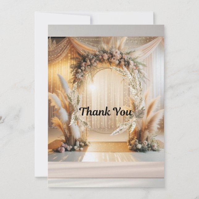 Invitación a Boho Pampass para Boda Floral |Editab (Reverso)