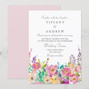 Invitación a Boho Pastel Watercolor Floral Wedding