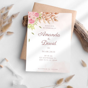Invitación a Boho Peach Floral Wedding