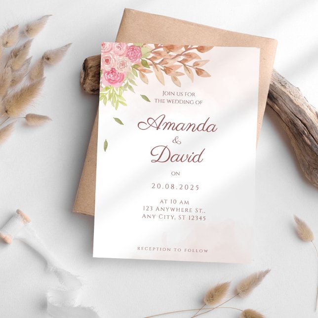 Invitación a Boho Peach Floral Wedding (Subido por el creador)