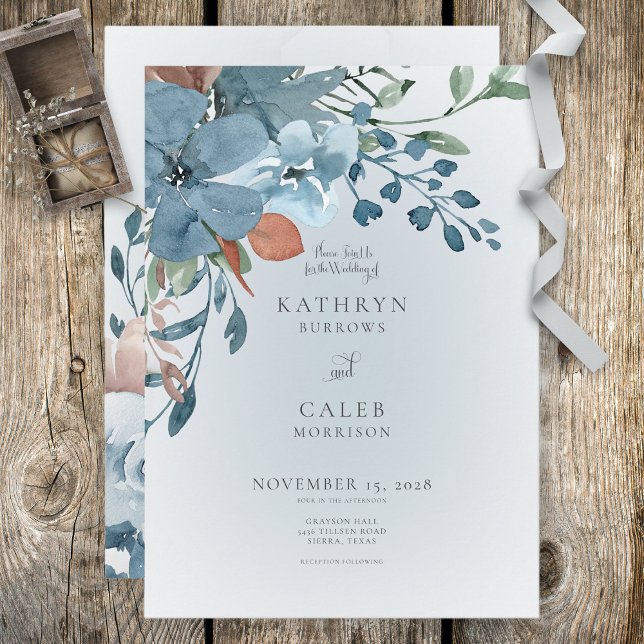 Invitación a Boho Rust & Blue Floral Wedding (Subido por el creador)