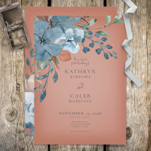 Invitación a Boho Rust & Blue Floral Wedding