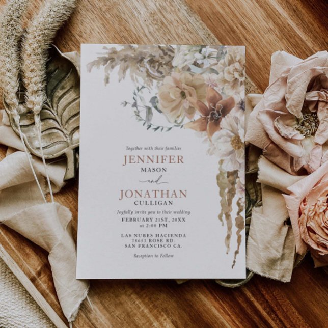 Invitación a Boho Rustic Pampas para una boda de h (Subido por el creador)