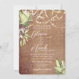 Invitación a Boho Rustic Wood and Lights