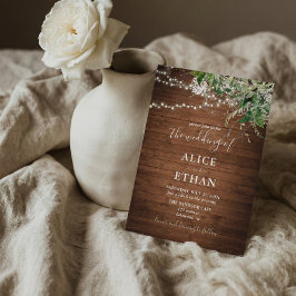 Invitación a Boho Rustic Wood Greenery Wedding