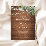 Invitación a Boho Rustic Wood Greenery Wedding<br><div class="desc">La invitación a la boda moderna incluye una foto y un paisaje acuático.</div>