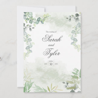 Invitación a Boho Sage Floral Elegante Boda