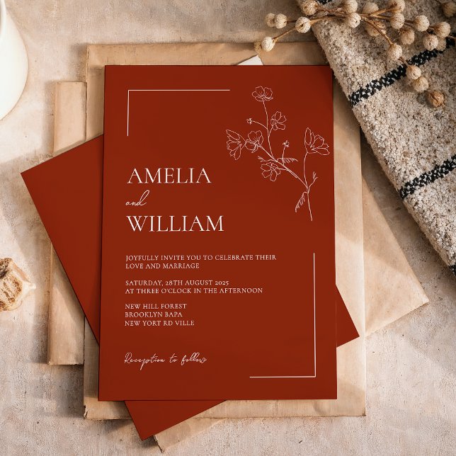 Invitación a Boho Sienna Terracotta de boda floral (Subido por el creador)