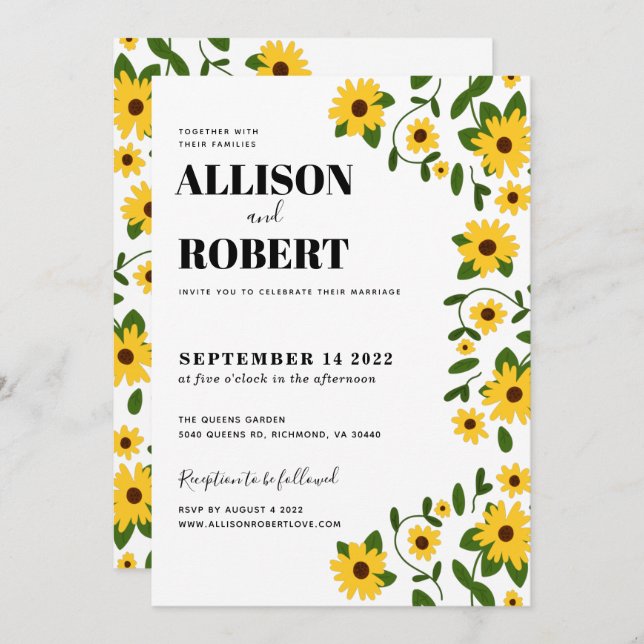 Invitación a Boho Sunflower Patch Wedding (Anverso / Reverso)