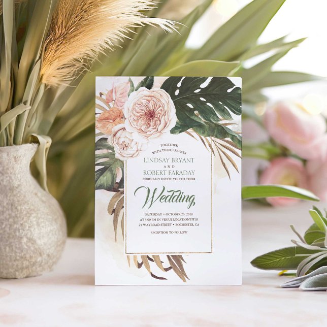 Invitación a Boho Tropical Floral Desert Wedding (Tropical Boho Wedding Invitations)