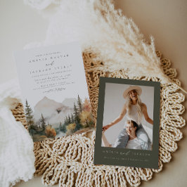 Invitación a Boho Watercolor Mountain Wedding