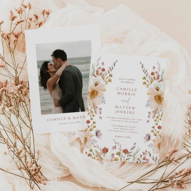 Invitación a Boho Wildflower Fall para la boda (Boho Fall Wildflower Wedding Invitation)