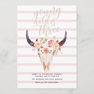 Invitación a Boho Young Wild y a los tres cumpleañ