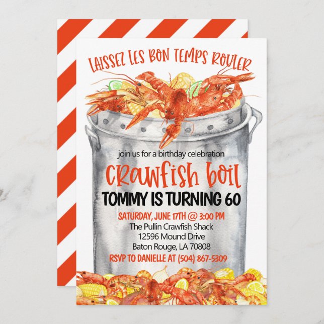 Invitación a Boil de Cangrejos de Río (Anverso / Reverso)