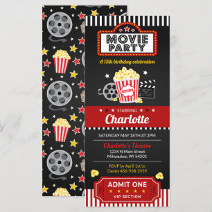 Invitación a boletos de películas, invitación a la