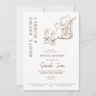 Invitación a boots, brews y burbuja de ducha de no