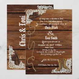 Invitación a boots y bodas de encaje en el país