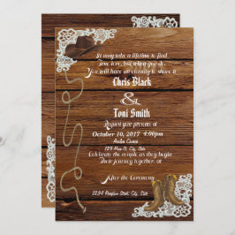 Invitación a boots y bodas de encaje en el país