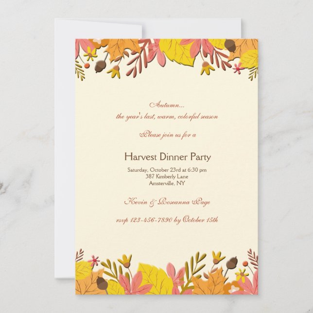 Invitación a Bordes Florales de Otoño (Anverso)