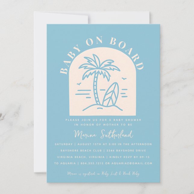 Invitación a bordo de Baby Shower para bebé (Anverso)