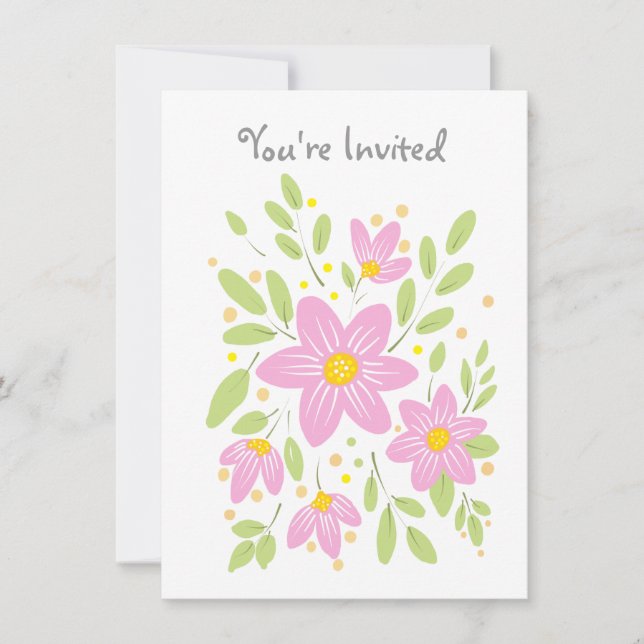 Invitación a Bouquet de flores rosa de ciruela sua (Anverso)