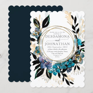 Invitación a Bouquet del Boda floral verde azulado