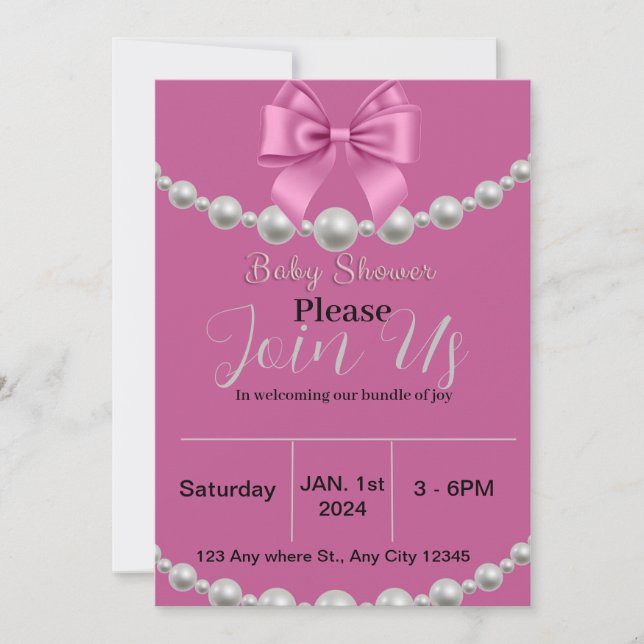 Invitación a Bows & Pearls (Anverso)