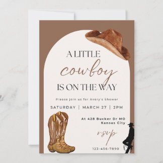 Invitación a Boy Baby Shower - Tema de Cowboy