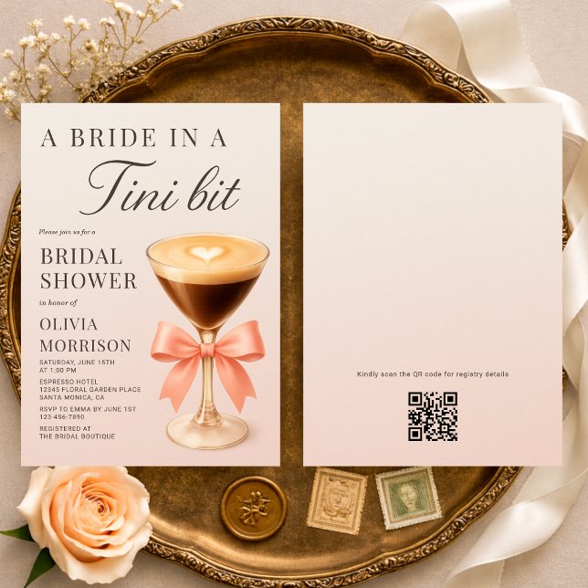 Invitación A Bride in a Tini Bit QR Code Bridal Shower (Subido por el creador)
