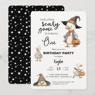 Invitación a bruja ganosa de cumpleaños de Hallowe