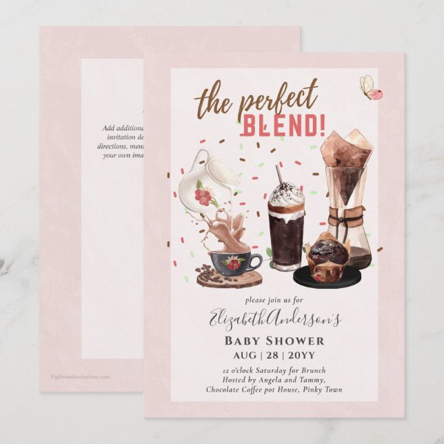 Invitación a brunch Baby Shower de café Adorable (Anverso / Reverso)