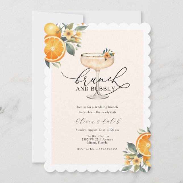 Invitación a brunch Boda brunch y bubbly (Anverso)