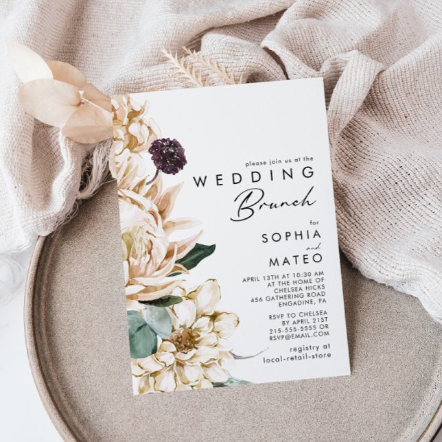 Invitación a brunch Boda floral blanco (Subido por el creador)