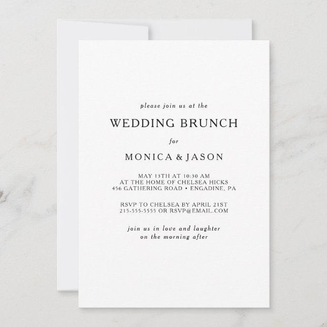 Invitación a brunch Boda Minimalista clásico (Anverso)