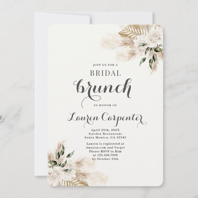 Invitación a Brunch Boho Bridal Shower (Anverso)