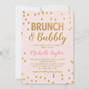 Invitación a Brunch & Bubbly   Rosa y Oro
