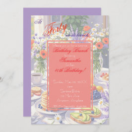 Invitación a brunch con cumpleaños floral