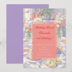 Invitación a brunch con cumpleaños floral