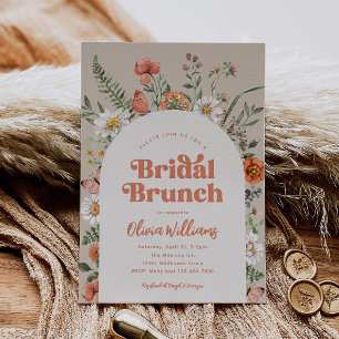 Invitación a brunch con ducha de novia con flores 