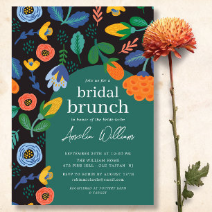 Invitación a brunch con ducha de novia floral