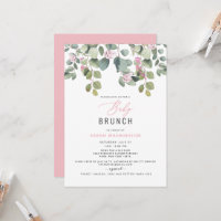 Invitación a brunch con eucalipto y moreno floral