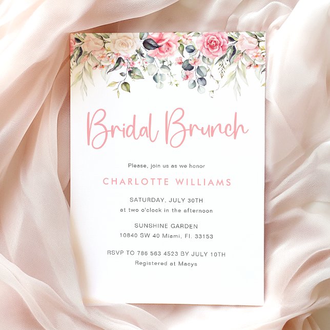 Invitación a brunch con novia floral rosa de Rubor (Subido por el creador)