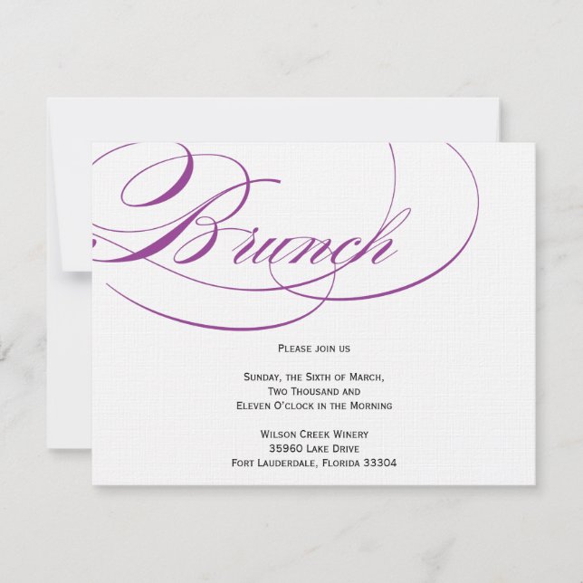 Invitación a Brunch con script elegante - Purple (Anverso)