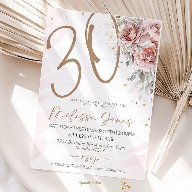 Invitación a brunch de 30 años (30th birthday Invitation,Brunch Invitation,30th birthday invite,for her Adult Birthday,boho party bi)